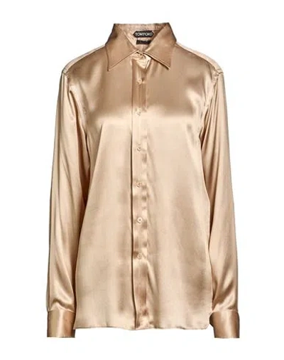 Tom Ford Woman Shirt Beige Size 8 Silk In Neutral