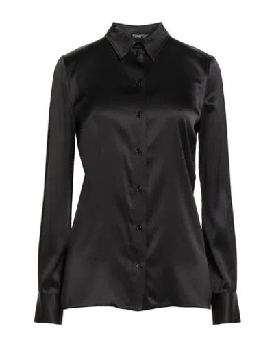 Tom Ford Woman Shirt Black Size 2 Silk, Elastane