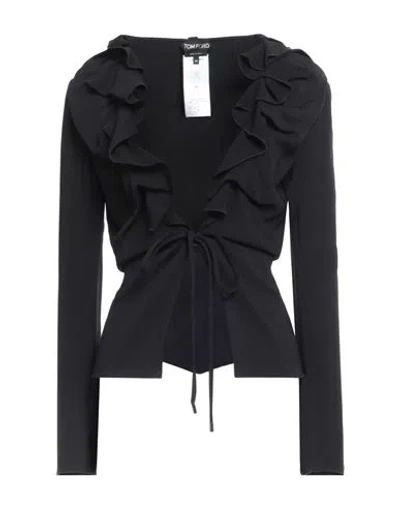 Tom Ford Woman Shirt Black Size 6 Viscose, Elastane