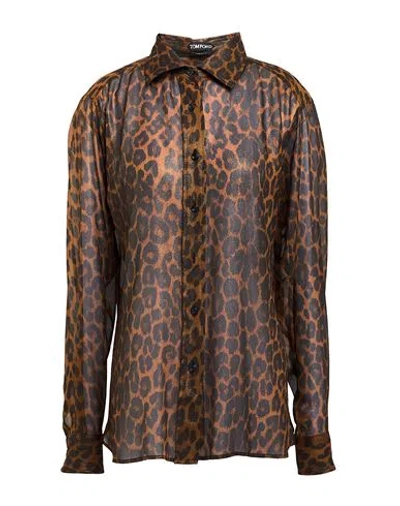 Tom Ford Woman Shirt Brown Size 6 Silk