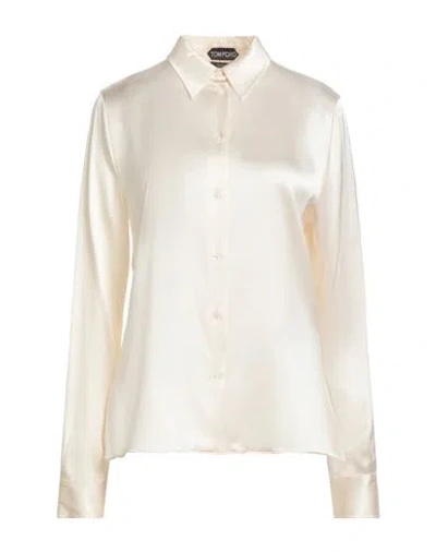 Tom Ford Woman Shirt Cream Size 10 Silk, Elastane