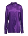 Tom Ford Woman Shirt Dark Purple Size 2 Silk, Elastane