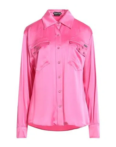 Tom Ford Woman Shirt Fuchsia Size 8 Acetate, Viscose In Pink