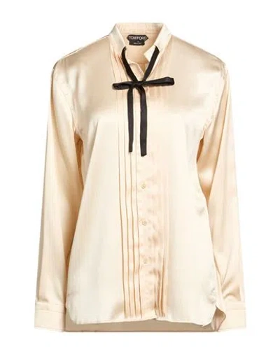 Tom Ford Woman Shirt Ivory Size 8 Silk, Elastane In Neutral