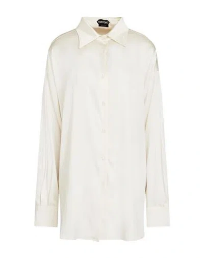 Tom Ford Woman Shirt Ivory Size 8 Silk, Lyocell In White