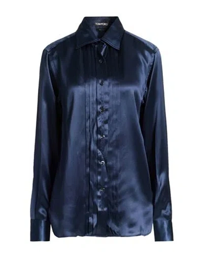 Tom Ford Woman Shirt Navy Size 2 Silk In Blue
