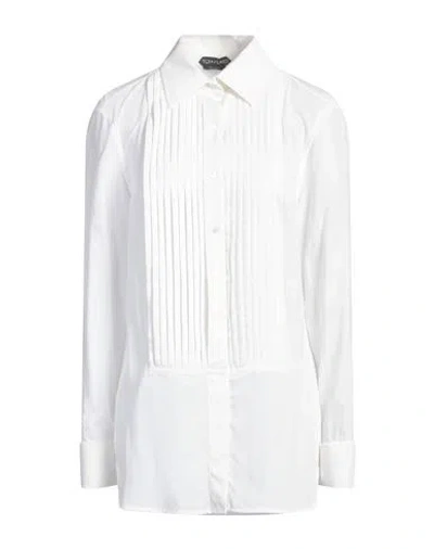 Tom Ford Woman Shirt Off White Size 8 Lyocell, Silk