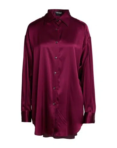 Tom Ford Woman Shirt Plum Size 8 Silk, Lyocell In Purple