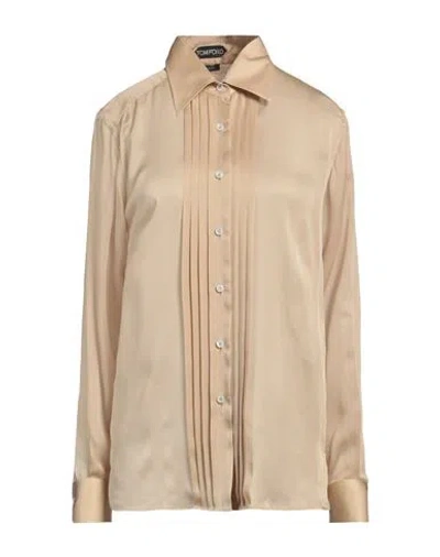 Tom Ford Woman Shirt Sand Size 0 Silk In Neutral