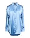 Tom Ford Woman Shirt Slate Blue Size 12 Silk, Lyocell