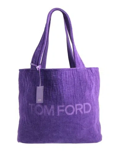 Tom Ford Woman Shoulder Bag Purple Size - Cotton, Calfskin, Metal