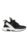 Tom Ford Woman Sneakers Black Size 7 Calfskin, Polyamide, Polyester, Viscose