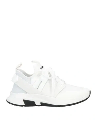 Tom Ford Woman Sneakers White Size 6.5 Calfskin, Polyamide, Polyester, Viscose