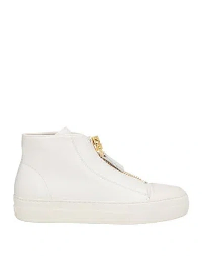 Tom Ford Woman Sneakers White Size 8 Calfskin, Brass