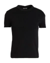 Tom Ford Fine Silk Blend Rib Knit T-shirt In Black