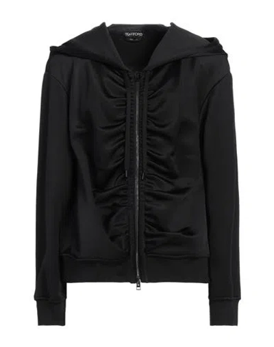 Tom Ford Woman Sweatshirt Black Size 10 Viscose, Polyester, Polyamide, Elastane, Calfskin