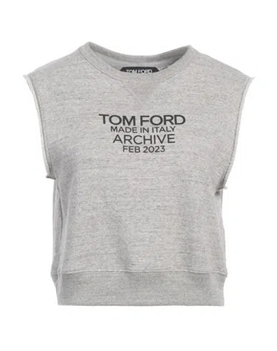 Tom Ford Woman Sweatshirt Grey Size M Cotton, Polyester, Polyurethane
