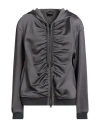 Tom Ford Woman Sweatshirt Gunmetal Size 8 Viscose, Polyester, Polyamide, Elastane, Calfskin