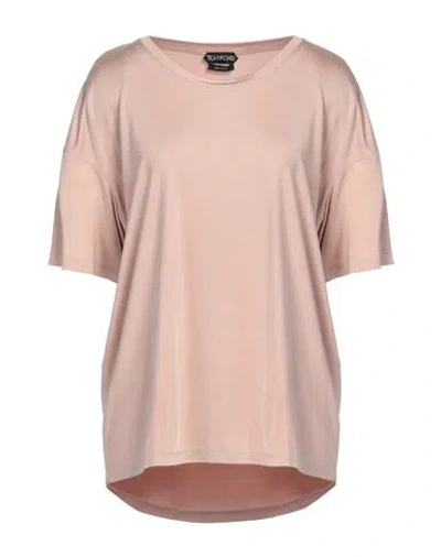 Tom Ford Woman T-shirt Beige Size 8 Viscose, Silk In Pink