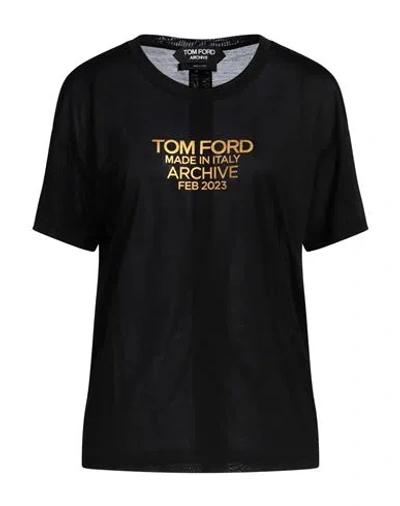 TOM FORD TOM FORD ARCHIVE WOMAN T-SHIRT BLACK SIZE 4 SILK
