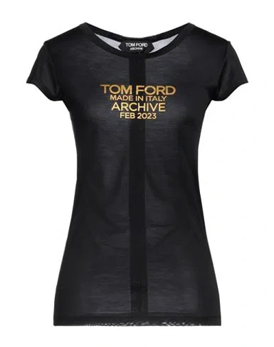 Tom Ford Woman T-shirt Black Size 6 Silk