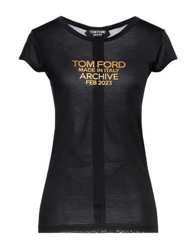 TOM FORD TOM FORD WOMAN T-SHIRT BLACK SIZE 6 SILK