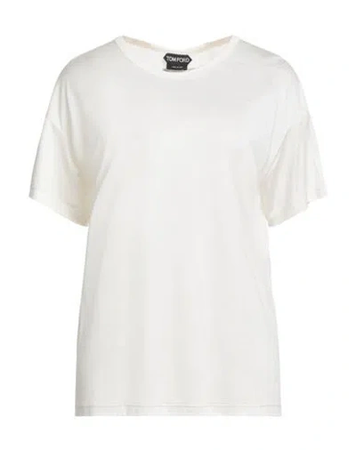 Tom Ford Woman T-shirt Cream Size 4 Silk In White