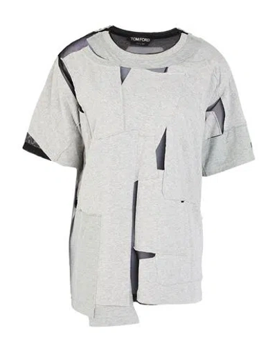 Tom Ford Woman T-shirt Grey Size 10 Cotton