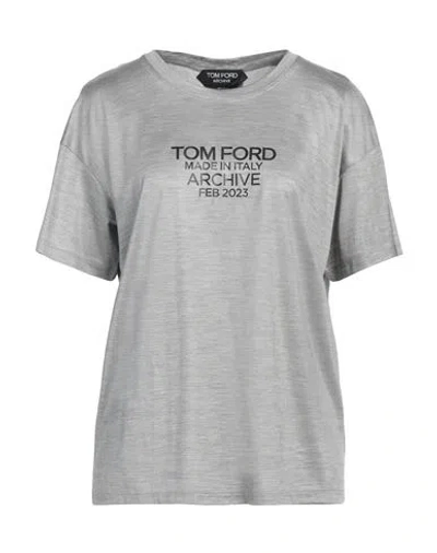 Tom Ford Woman T-shirt Grey Size 4 Silk In Grey