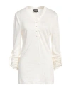 Tom Ford Woman T-shirt White Size 4 Linen, Elastane