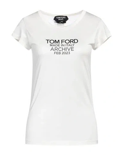 Tom Ford Silk T-shirt With Cap Sleeves And Printed Design In Beige