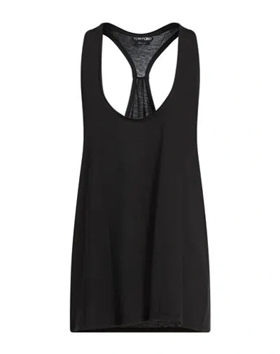 Tom Ford Woman Tank Top Black Size 6 Cotton, Modal
