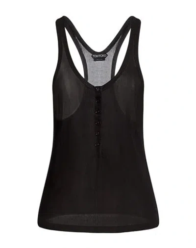 Tom Ford Woman Tank Top Black Size 6 Viscose, Elastane