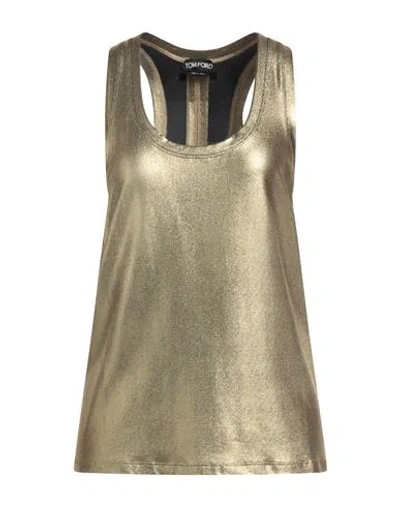 Tom Ford Woman Tank Top Gold Size 8 Viscose, Elastane
