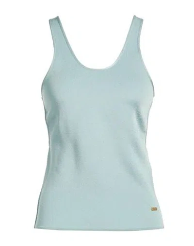 Tom Ford Woman Tank Top Sky Blue Size M Viscose, Polyamide, Polyurethane