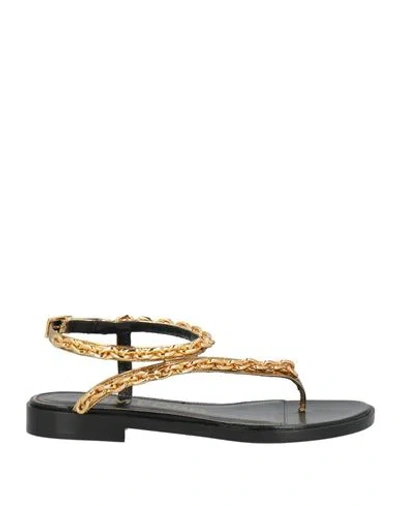 Tom Ford Woman Thong Sandal Black Size 8 Goat Skin