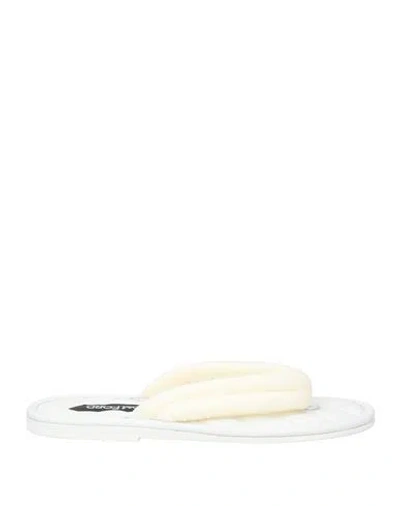 Tom Ford Woman Thong Sandal Cream Size 9 Textile Fibers, Leather In White