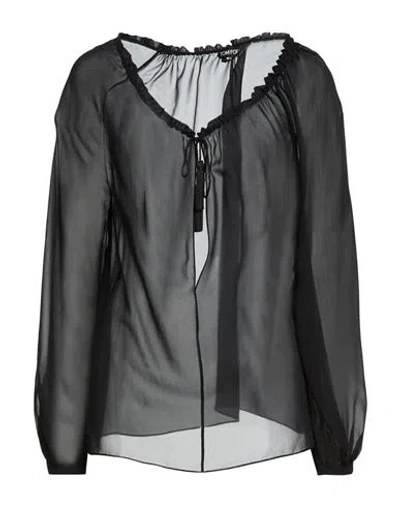 Tom Ford Woman Top Black Size 0 Silk, Acetate
