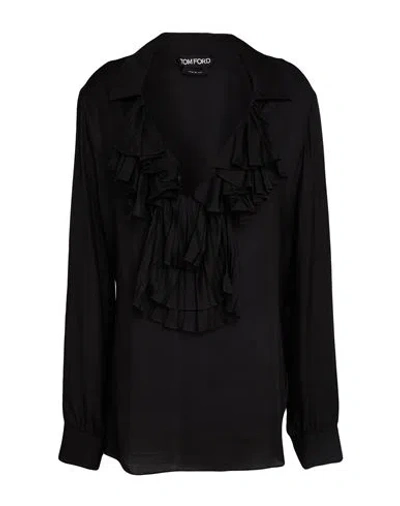 Tom Ford Woman Top Black Size 6 Viscose, Silk