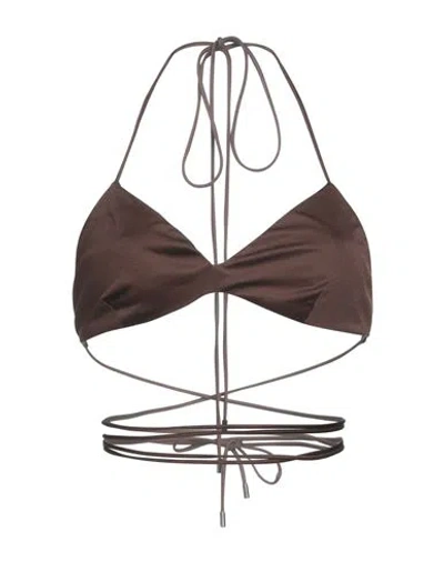 Tom Ford Woman Top Dark Brown Size 8 Viscose, Elastane