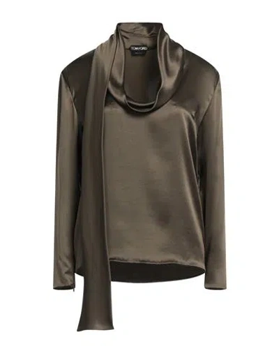 Tom Ford Woman Top Dark Green Size 00 Silk