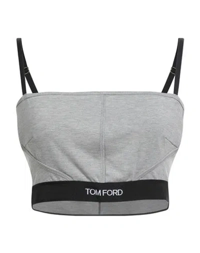 Tom Ford Woman Top Grey Size M Modal, Elastane In Gray