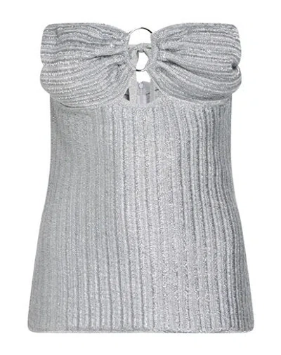 Tom Ford Woman Top Silver Size Xs Cotton, Virgin Wool, Polyester In Multi