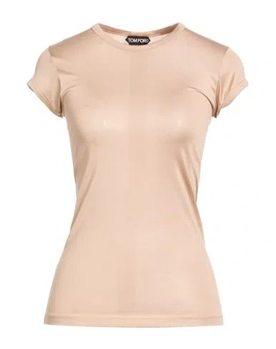 Tom Ford Woman T-shirt Blush Size 4 Silk In Neutral
