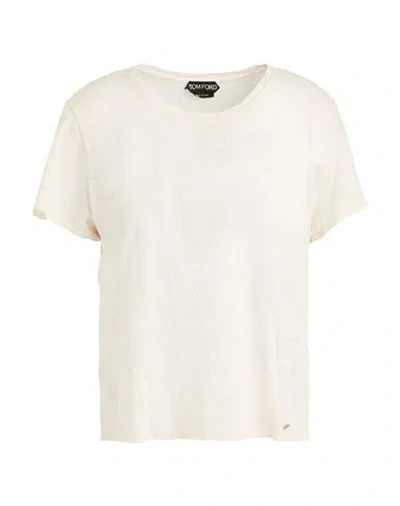Tom Ford Woman T-shirt Cream Size 2 Cotton, Polyester In White