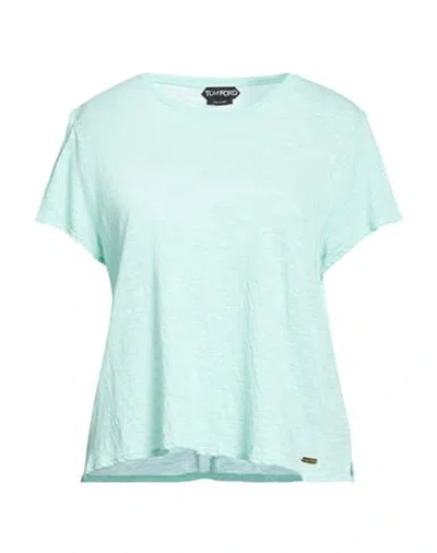 Tom Ford Woman T-shirt Turquoise Size 8 Cotton, Polyester In Blue