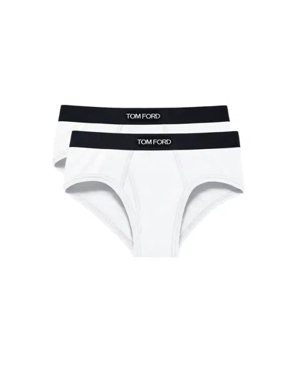 Tom Ford Womans Two White Cotton Briefs With Logo