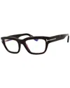 Tom Ford Ladies Brown Rectangular Eyeglass Frames Ft6045b In Brown