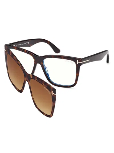 Tom Ford Women's 54mm Square Optical Eyeglasses In Brown