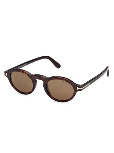Tom Ford Aristotele-02 Round Acetate Sunglasses In Brown